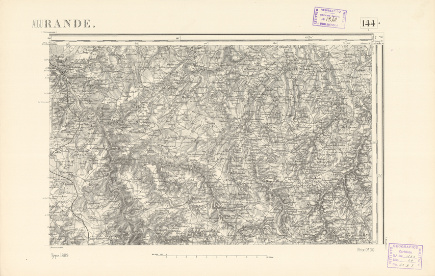 (N:22169) CARTE DE FRANCE - AIGURANDE (B0018756) Carte e stampe antiche: riproduzione a colori su carta (formato A2)