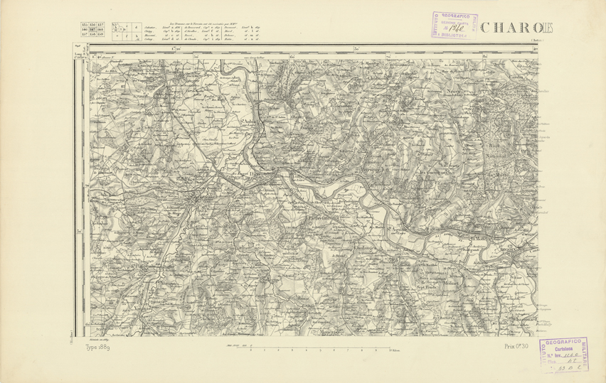 (N:22180) CARTE DE FRANCE - CHAROLLES (B0018767) Carte e stampe antiche: riproduzione a colori su carta (formato A2)
