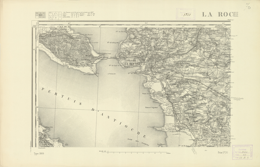 (N:22183) CARTE DE FRANCE - LA ROCHELLE (B0018786) Carte e stampe antiche: riproduzione a colori su carta (formato A2)