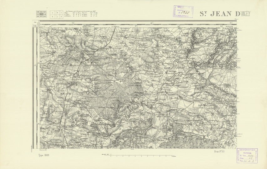 (N:22187) CARTE DE FRANCE - ST. JEAN D'ANGELY (B0018790) Carte e stampe antiche: riproduzione a colori su carta (formato A2)
