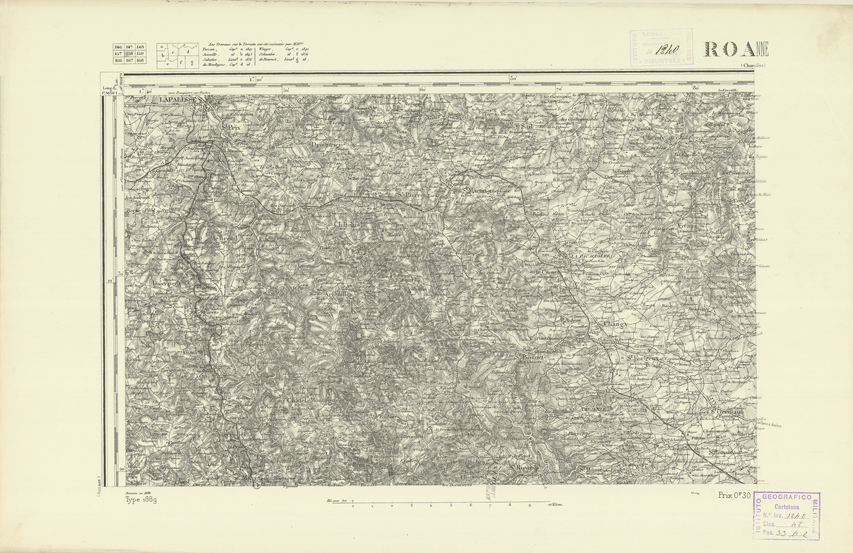 (N:22209) CARTE DE FRANCE - ROANNE (B0018809) Carte e stampe antiche: riproduzione a colori su carta (formato A2)