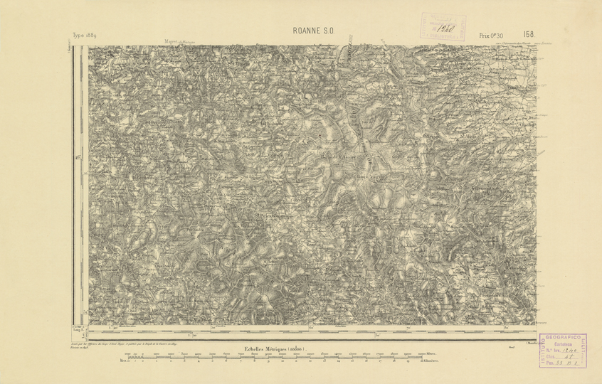 (N:22216) CARTE DE FRANCE - ROANNE S.O. (B0018811) Carte e stampe antiche: riproduzione a colori su carta (formato A2)