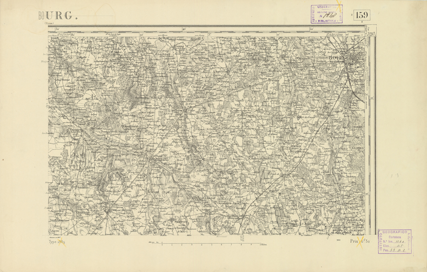 (N:22218) CARTE DE FRANCE - BOURG (B0018813) Carte e stampe antiche: riproduzione a colori su carta (formato A2)