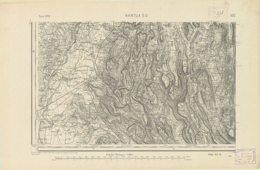 (N:22223) CARTE DE FRANCE - NANTUA S.O. (B0018818) Carte e stampe antiche: riproduzione a colori su carta (formato A2)