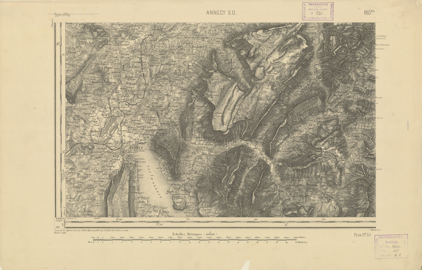 (N:22226) CARTE DE FRANCE - ANNECY S.O. (B0018821) Carte e stampe antiche: riproduzione a colori su carta (formato A2)