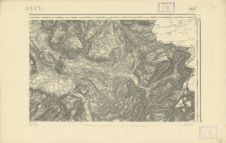 (N:22227) CARTE DE FRANCE - ANNECY (B0018822) Carte e stampe antiche: riproduzione a colori su carta (formato A2)