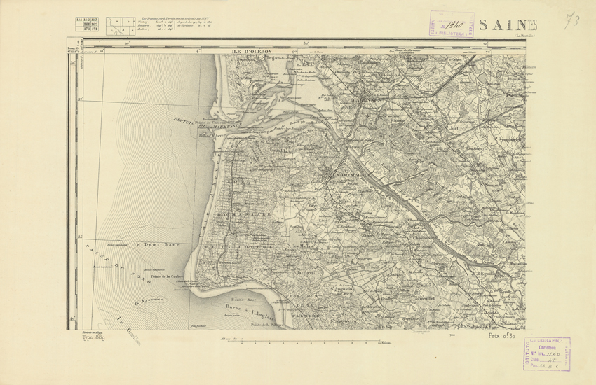 (N:22231) CARTE DE FRANCE - SAINTES (B0018826) Carte e stampe antiche: riproduzione a colori su carta (formato A2)