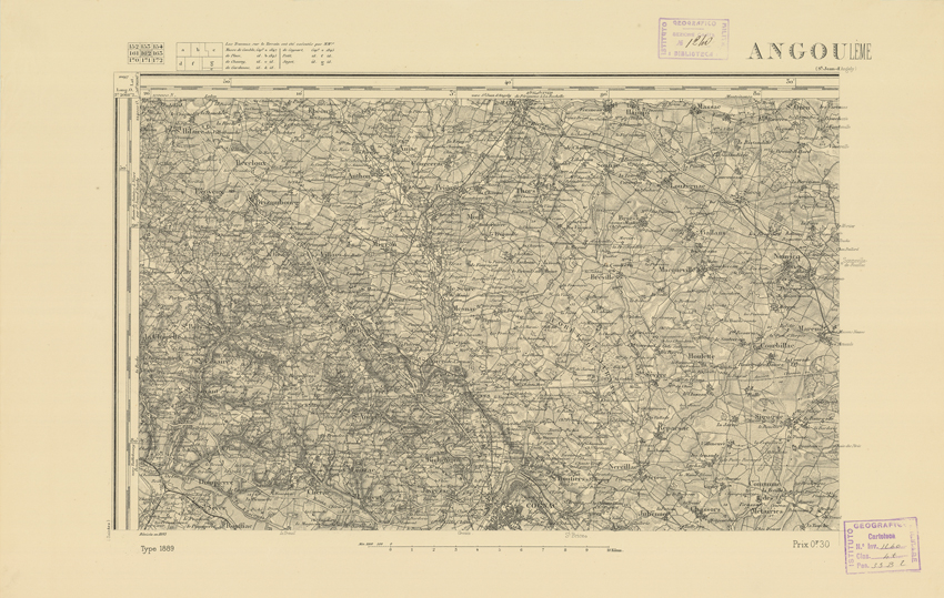 (N:22235) CARTE DE FRANCE - ANGOULEME (B0018830) Carte e stampe antiche: riproduzione a colori su carta (formato A2)