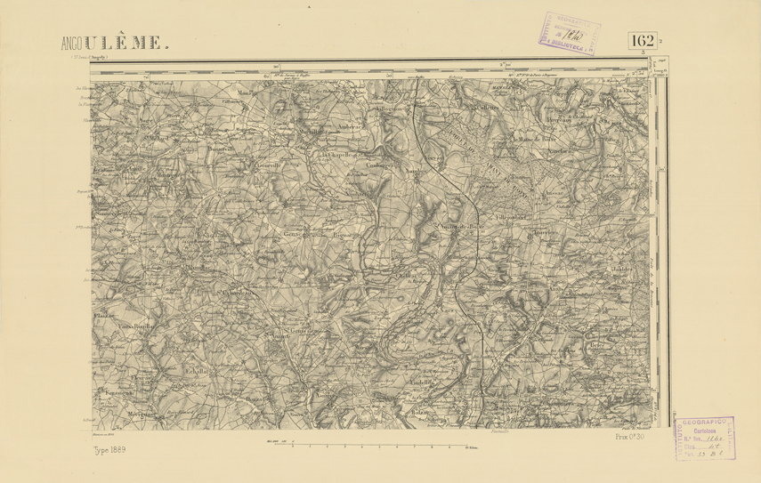 (N:22236) CARTE DE FRANCE - AUGOULEME (B0018831) Carte e stampe antiche: riproduzione a colori su carta (formato A2)