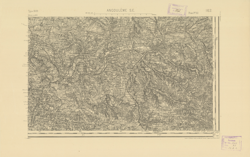 (N:22237) CARTE DE FRANCE - ANGOULEME S.E. (B0018832) Carte e stampe antiche: riproduzione a colori su carta (formato A2)