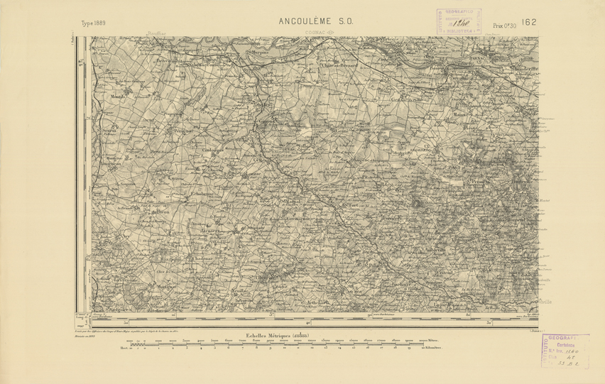 (N:22238) CARTE DE FRANCE - ANGOULEME S.O. (B0018833) Carte e stampe antiche: riproduzione a colori su carta (formato A2)