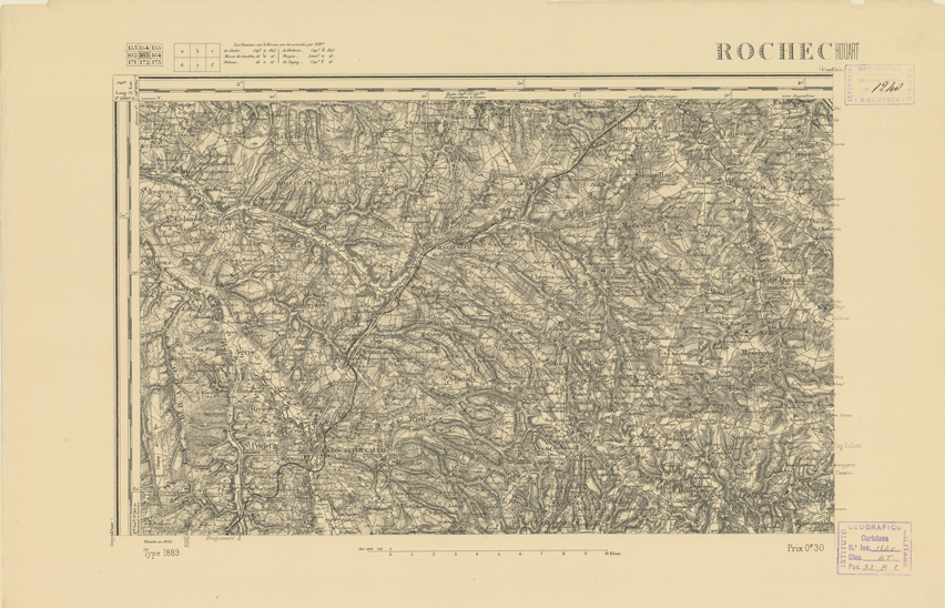 (N:22239) CARTE DE FRANCE - ROCHECHOUART (B0018834) Carte e stampe antiche: riproduzione a colori su carta (formato A2)