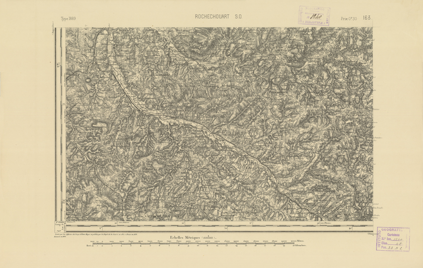 (N:22242) CARTE DE FRANCE - ROCHECHOUART S.O. (B0018837) Carte e stampe antiche: riproduzione a colori su carta (formato A2)