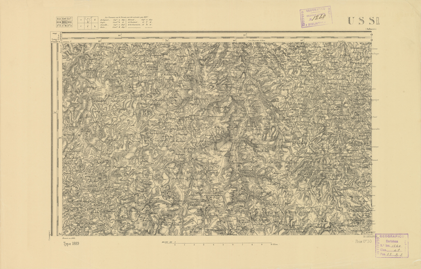 (N:22247) CARTE DE FRANCE - USSEL (B0018842) Carte e stampe antiche: riproduzione a colori su carta (formato A2)