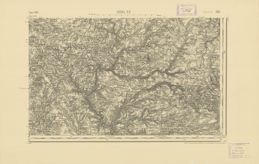 (N:22249) CARTE DE FRANCE - USSEL S.E. (B0018844) Carte e stampe antiche: riproduzione a colori su carta (formato A2)