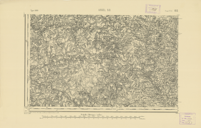 (N:22250) CARTE DE FRANCE - USSEL S.O. (B0018845) Carte e stampe antiche: riproduzione a colori su carta (formato A2)