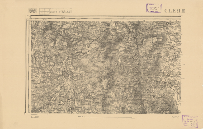(N:22251) CARTE DE FRANCE - CLERMONT (B0018846) Carte e stampe antiche: riproduzione a colori su carta (formato A2)