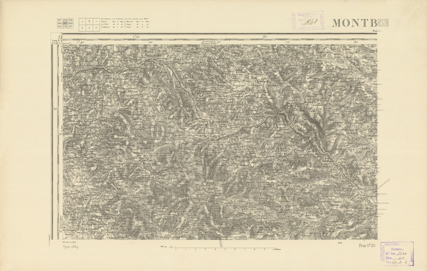 (N:22255) CARTE DE FRANCE - MONTBRISON (B0018850) Carte e stampe antiche: riproduzione a colori su carta (formato A2)