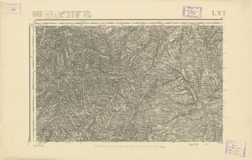 (N:22259) CARTE DE FRANCE - LYON (B0018854) Carte e stampe antiche: riproduzione a colori su carta (formato A2)