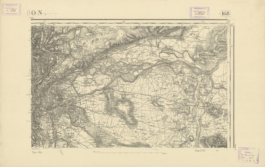 (N:22260) CARTE DE FRANCE - LYON (B0018855) Carte e stampe antiche: riproduzione a colori su carta (formato A2)