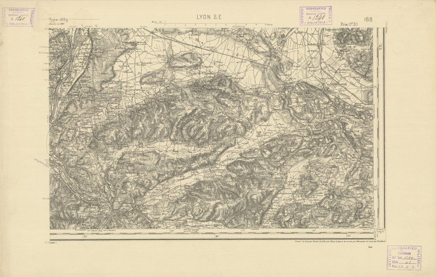 (N:22262) CARTE DE FRANCE - LYON S.E. (B0018857) Carte e stampe antiche: riproduzione a colori su carta (formato A2)