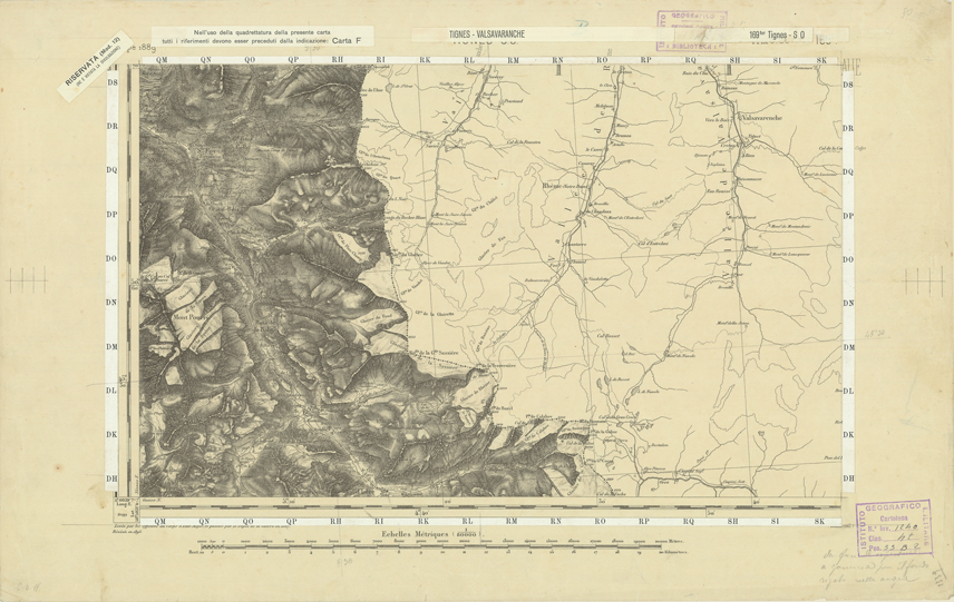 (N:22272) CARTE DE FRANCE - TIGNES S.O. (B0018867) Carte e stampe antiche: riproduzione a colori su carta (formato A2)