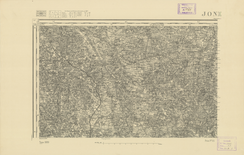 (N:22277) CARTE DE FRANCE - JONZAC (B0018872) Carte e stampe antiche: riproduzione a colori su carta (formato A2)