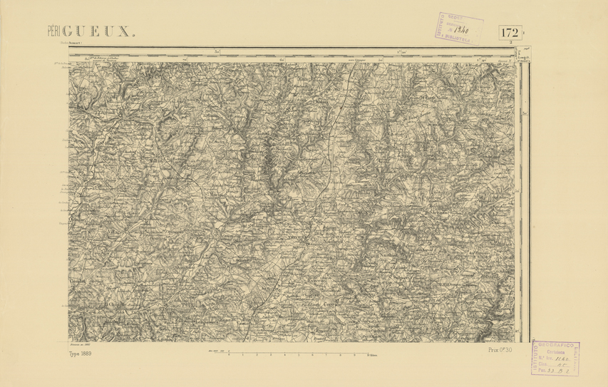 (N:22282) CARTE DE FRANCE - PERIGUEUX (B0018877) Carte e stampe antiche: riproduzione a colori su carta (formato A2)