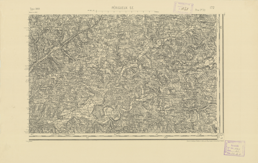(N:22283) CARTE DE FRANCE - PERIGUEUX S.E. (B0018878) Carte e stampe antiche: riproduzione a colori su carta (formato A2)