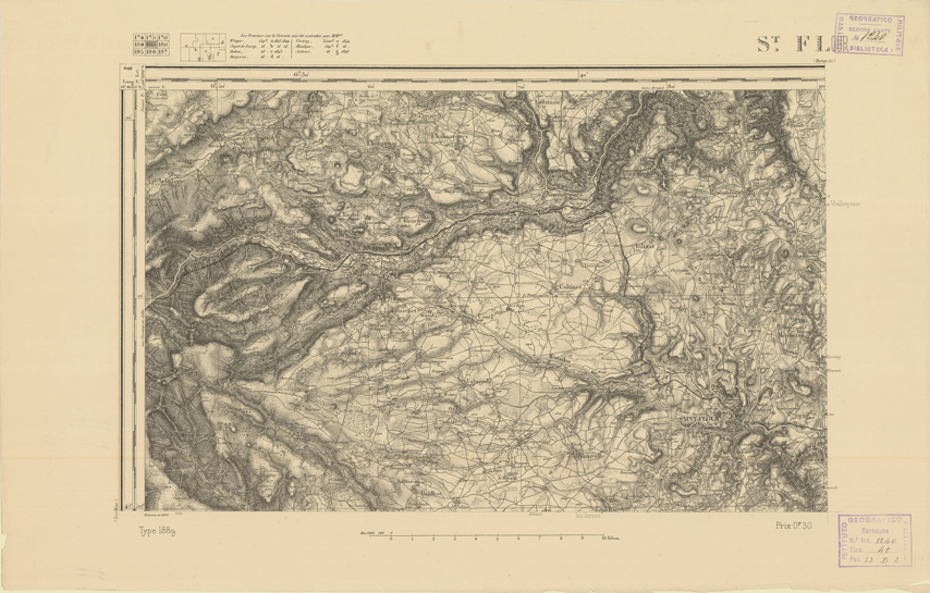 (N:22339) CARTE DE FRANCE - SAINT FLOUR (B0018934) Carte e stampe antiche: riproduzione a colori su carta (formato A2)