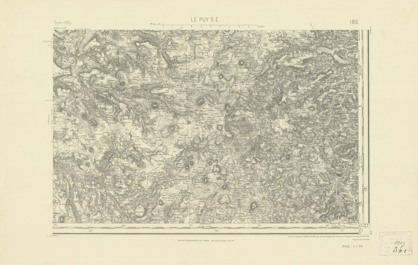 (N:22345) CARTE DE FRANCE - LE PUY S.E. (B0018940) Carte e stampe antiche: riproduzione a colori su carta (formato A2)