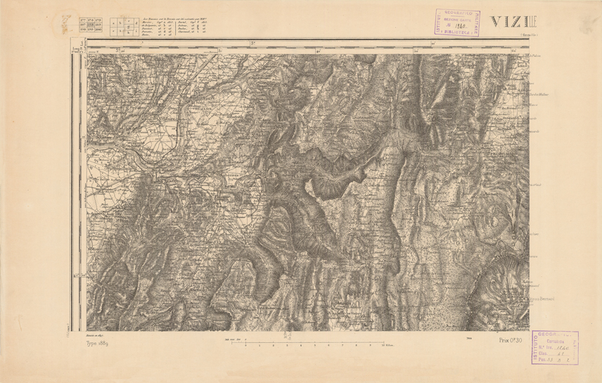 (N:22351) CARTE DE FRANCE - VIZILLE (B0018946) Carte e stampe antiche: riproduzione a colori su carta (formato A2)
