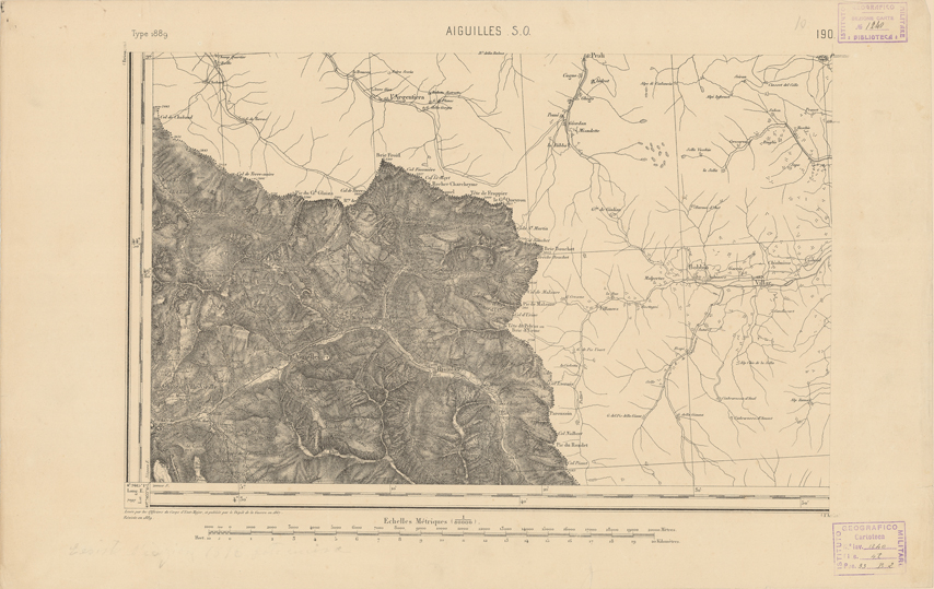 (N:22376) CARTE DE FRANCE - AIGUILLES S.O. (B0018954) Carte e stampe antiche: riproduzione a colori su carta (formato A2)