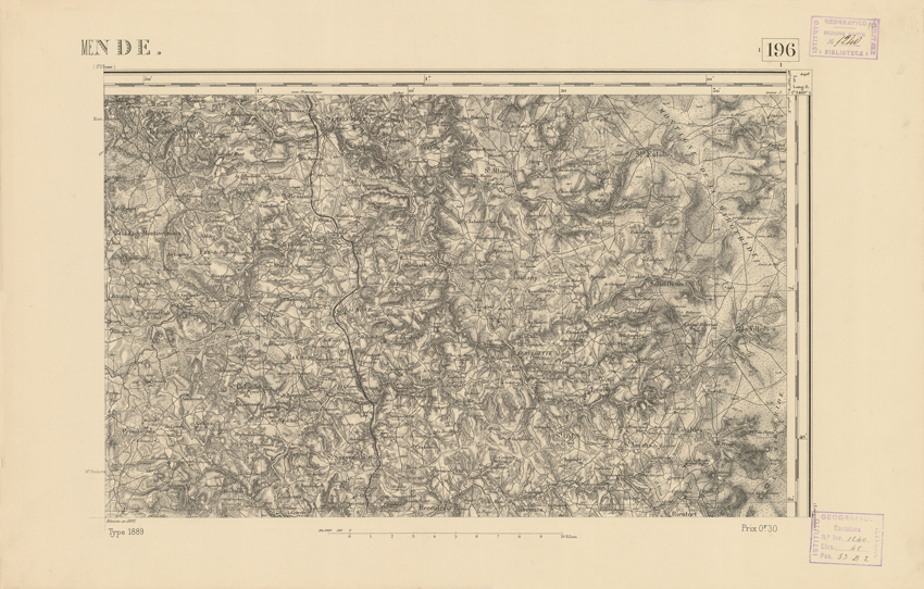 (N:22364) CARTE DE FRANCE - MENDE (B0018976) Carte e stampe antiche: riproduzione a colori su carta (formato A2)