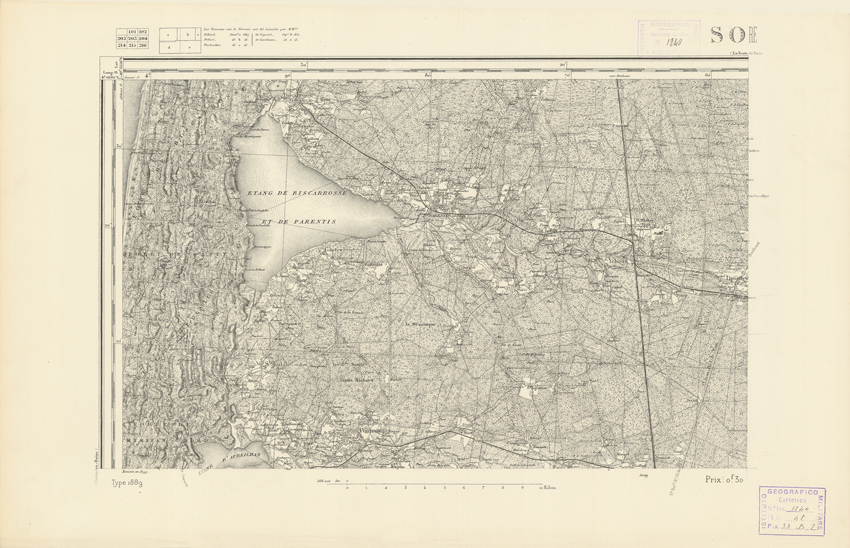 (N:22404) CARTE DE FRANCE - SORE (B0018999) Carte e stampe antiche: riproduzione a colori su carta (formato A2)