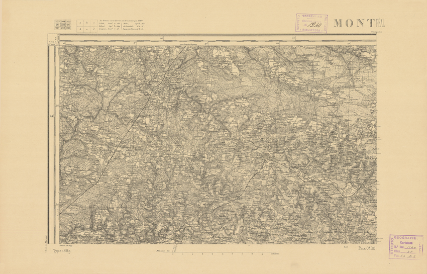 (N:22453) CARTE DE FRANCE - MONTREAL (B0019048) Carte e stampe antiche: riproduzione a colori su carta (formato A2)