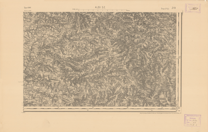 (N:22467) CARTE DE FRANCE - ALBI S.E. (B0019062) Carte e stampe antiche: riproduzione a colori su carta (formato A2)