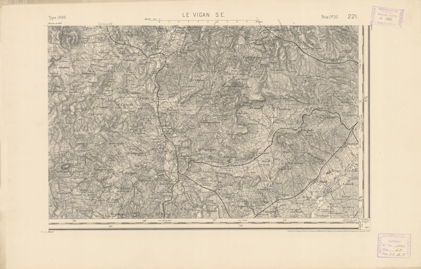 (N:22475) CARTE DE FRANCE - LE VIGAN S.E. (B0019070) Carte e stampe antiche: riproduzione a colori su carta (formato A2)