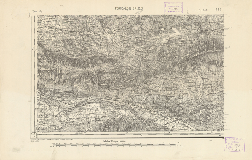 (N:22483) CARTE DE FRANCE - FORCALQUIER S.O. (B0019078) Carte e stampe antiche: riproduzione a colori su carta (formato A2)