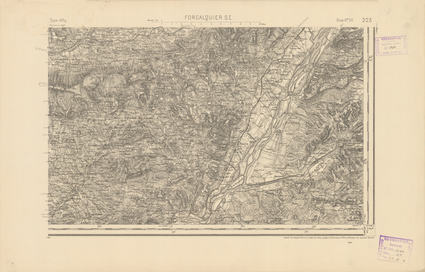 (N:22484) CARTE DE FRANCE - FORCALQUIER S.E. (B0019079) Carte e stampe antiche: riproduzione a colori su carta (formato A2)