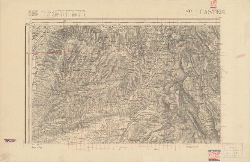 (N:22485) CARTE DE FRANCE - CASTELLANE (B0019080) Carte e stampe antiche: riproduzione a colori su carta (formato A2)