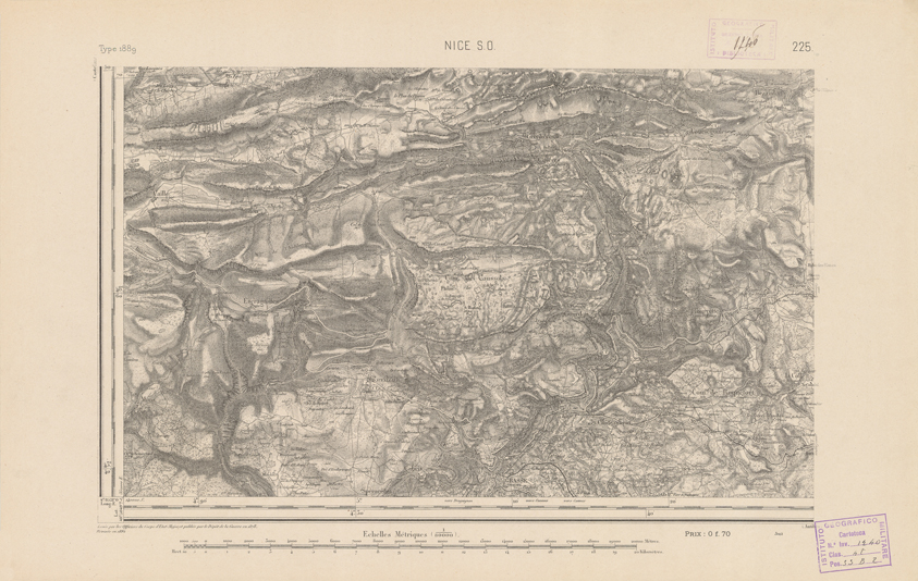(N:22492) CARTE DE FRANCE - NICE S.O. (B0019087) Carte e stampe antiche: riproduzione a colori su carta (formato A2)