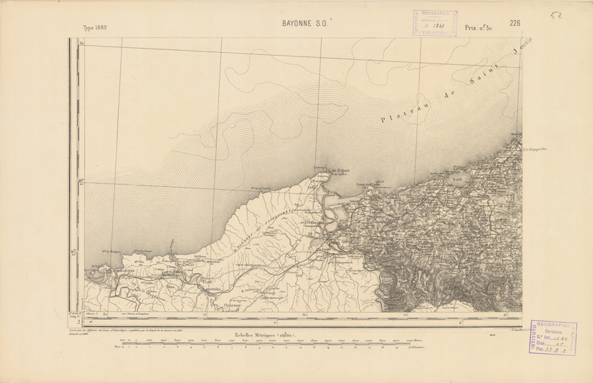 (N:22496) CARTE DE FRANCE - BAYONNE S.O. (B0019091) Carte e stampe antiche: riproduzione a colori su carta (formato A2)