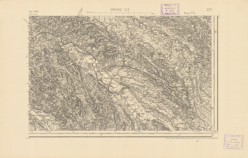 (N:22499) CARTE DE FRANCE - ORTHEZ S.E. (B0019094) Carte e stampe antiche: riproduzione a colori su carta (formato A2)