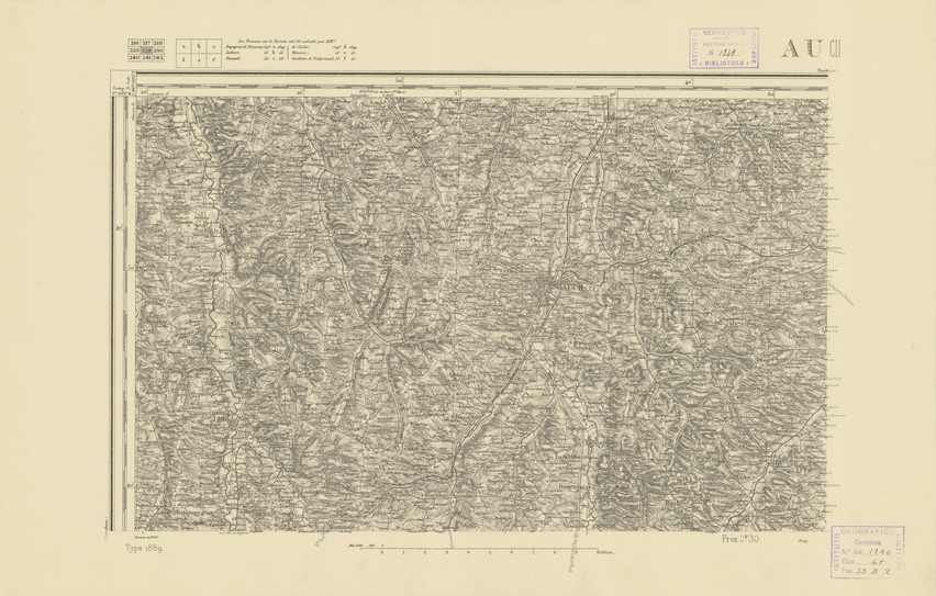(N:22505) CARTE DE FRANCE - AUCH (B0019100) Carte e stampe antiche: riproduzione a colori su carta (formato A2)