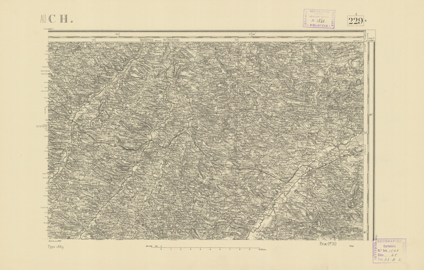 (N:22506) CARTE DE FRANCE - AUCH (B0019101) Carte e stampe antiche: riproduzione a colori su carta (formato A2)