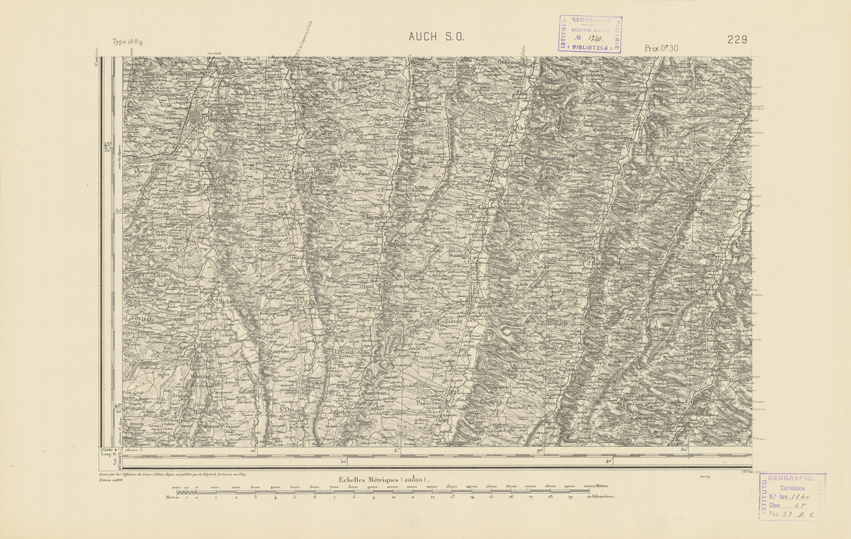 (N:22508) CARTE DE FRANCE - AUCH S.O. (B0019103) Carte e stampe antiche: riproduzione a colori su carta (formato A2)