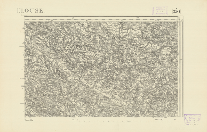 (N:22510) CARTE DE FRANCE - TOULOUSE (B0019105) Carte e stampe antiche: riproduzione a colori su carta (formato A2)