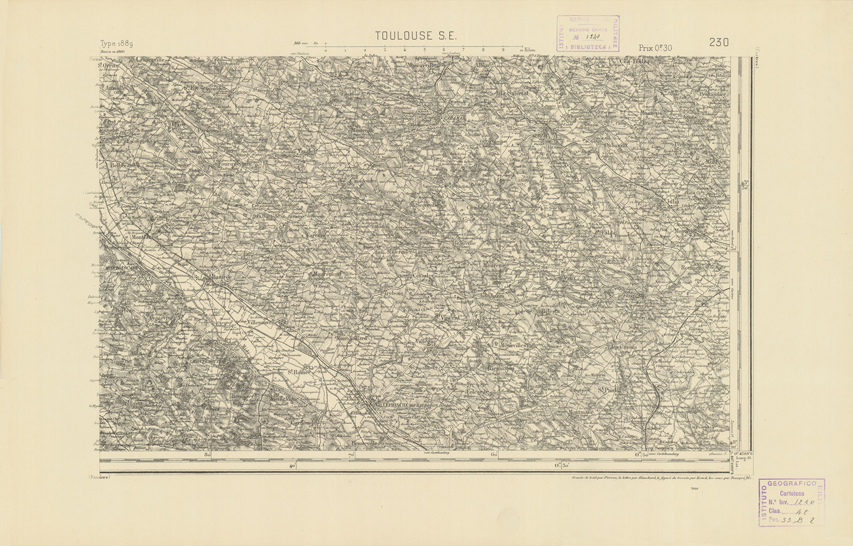 (N:22511) CARTE DE FRANCE - TOULOUSE S.E. (B0019106) Carte e stampe antiche: riproduzione a colori su carta (formato A2)