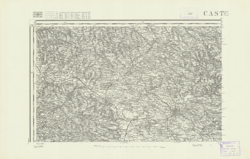 (N:22513) CARTE DE FRANCE - CASTRES (B0019108) Carte e stampe antiche: riproduzione a colori su carta (formato A2)